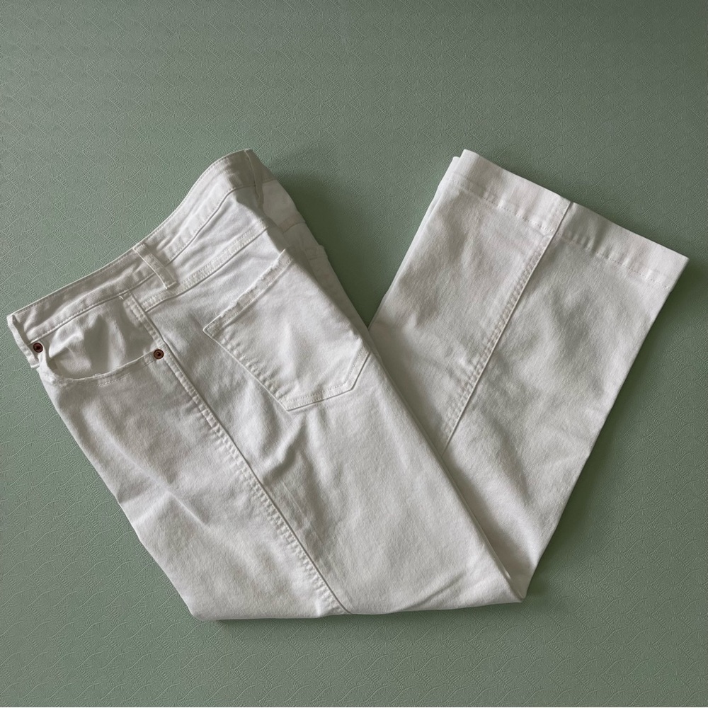 Forever 21 White High Rise Wide Leg Jeans